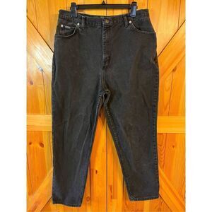 Riders Women's Size 18M Black Tapered Leg Dark Wash Cotton Blend Denim Jeans (25